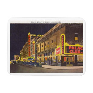 Centre Street in Night, Reno, Nevada Magneet