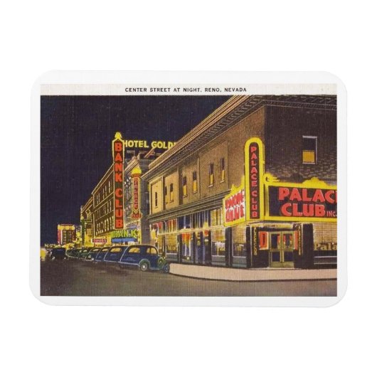 Centre Street in Night, Reno, Nevada Magneet (Horizontaal)