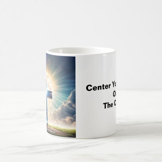 Centreer je wereld aan het kruis koffiemok (Center)