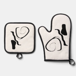 Centrifugecyclus: Abstract zwart-wit Ovenwant & Pannenlap Set