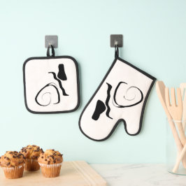 Centrifugecyclus: Abstract zwart-wit Ovenwant & Pannenlap Set