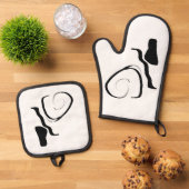 Centrifugecyclus: Abstract zwart-wit Ovenwant & Pannenlap Set (Top down)