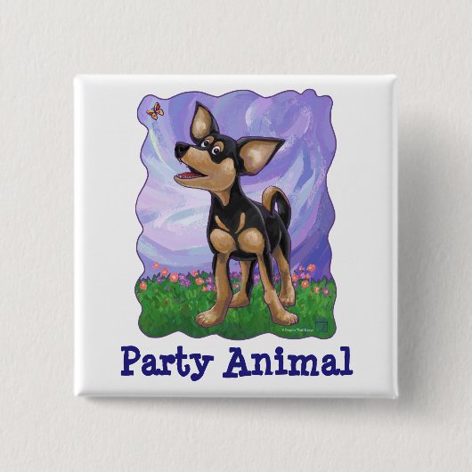 Centrum Chihuahua Party Vierkante Button 5,1 Cm (Voorkant)