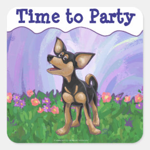 Centrum Chihuahua Party Vierkante Sticker
