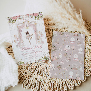 Centrum podium brownette ballerina verjaardagsfees kaart