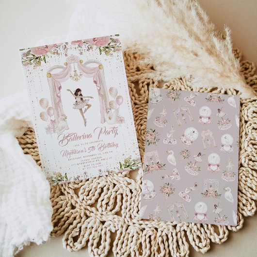 Centrum podium brownette ballerina verjaardagsfees kaart