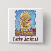 Centrum van de Chicken Party Vierkante Button 5,1 Cm (Voorkant)