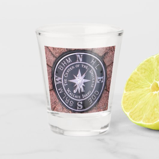 centrum van het universum in Wallace Idaho Shot Glas (Voorkant)