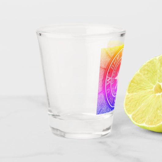 centrum van het universum in Wallace Idaho V2 Shot Glas (Links)