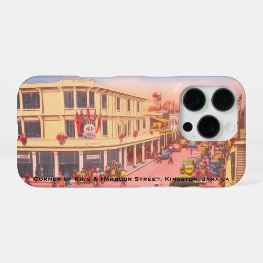centrum van Kingston, Jamaica (King Street) iPhone Hoesje (Achterkant horizontaal)