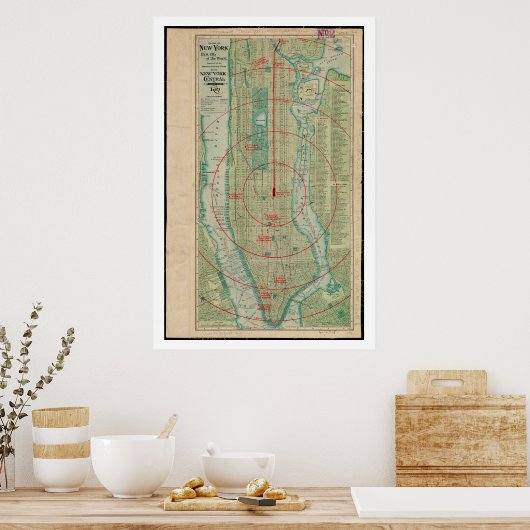 centrum van New York, eerste stad van de wereld Poster (Keuken)