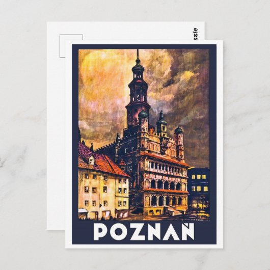 centrum van Poznan Briefkaart (Voorkant / Achterkant)