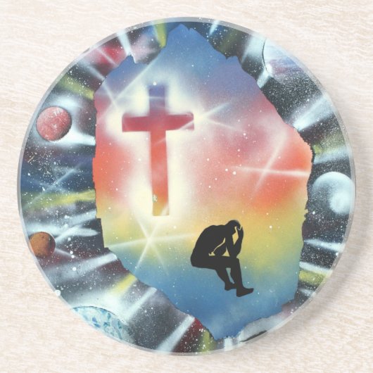 centrumOfTheUniverseFrameC Zandsteen Onderzetter (Voorkant)