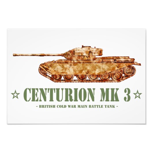 Centurion MK 3 Tank Britse MBT van de Koude Oorlog Foto Afdruk (Voorkant)