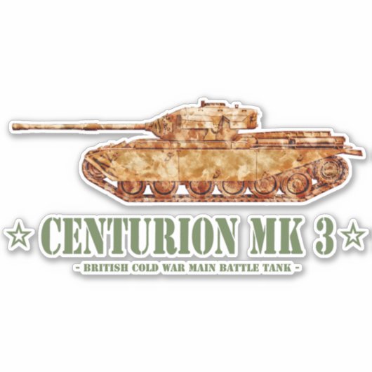 Centurion MK 3 Tank Britse MBT van de Koude Oorlog Sticker (Voorkant)