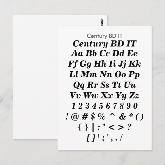 Century BD IT - Zazzle-lettertypemonster Briefkaart (Voorkant / Achterkant)