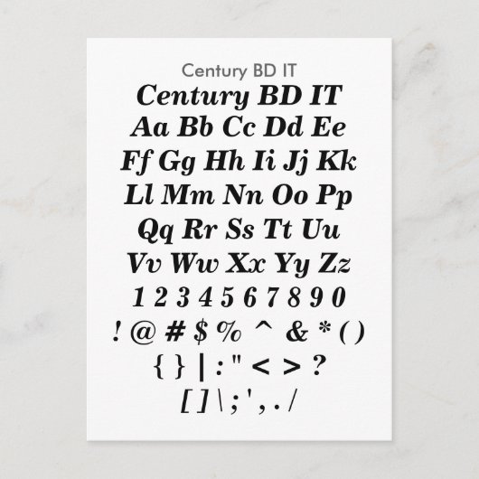 Century BD IT - Zazzle-lettertypemonster Briefkaart (Voorkant)