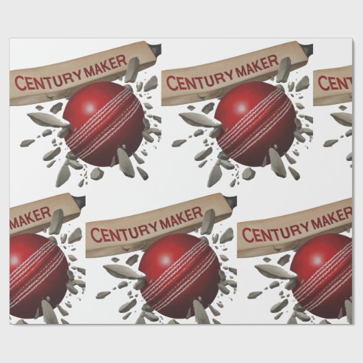 Century Maker Cricket Bat en Ball Sports Cadeaupapier (Vlak)