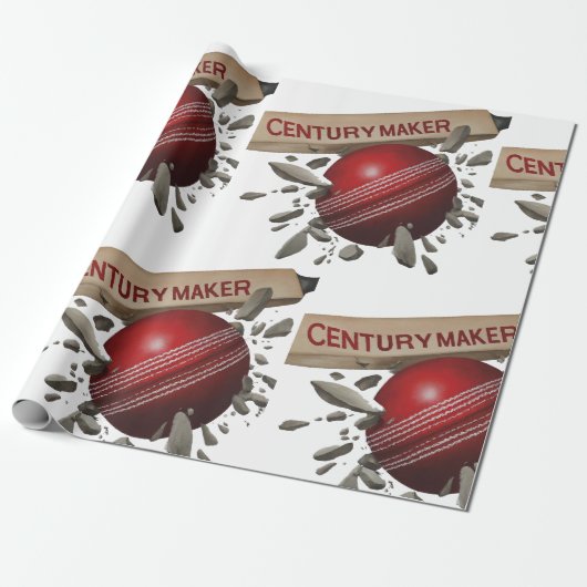 Century Maker Cricket Bat en Ball Sports Cadeaupapier (Uitgerold)