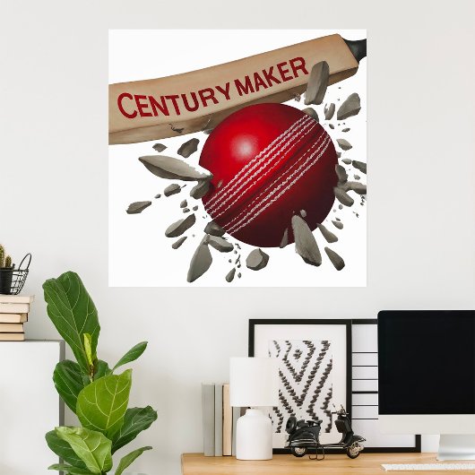 Century Maker Cricket Bat en Ball Sports Poster