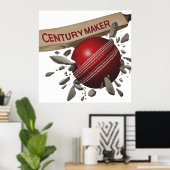 Century Maker Cricket Bat en Ball Sports Poster (Thuiskantoor)