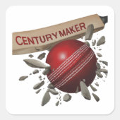 Century Maker Cricket Bat en Ball Sports Vierkante Sticker (Voorkant)