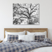 "Century Oak" Black and White Wall Art Canvas Afdruk (Insitu (Slaapkamer))