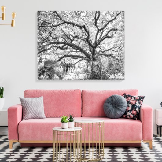 "Century Oak" Black and White Wall Art Canvas Afdruk (Insitu (Woonkamer))