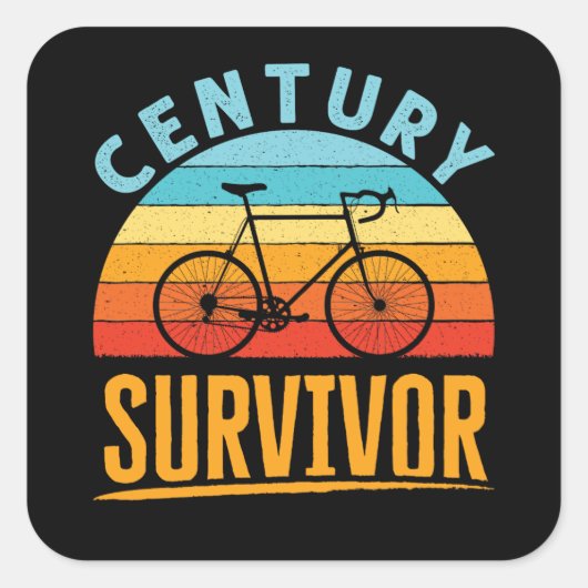 Century Survivor Fietsen Endurance Ride Vierkante Sticker (Voorkant)