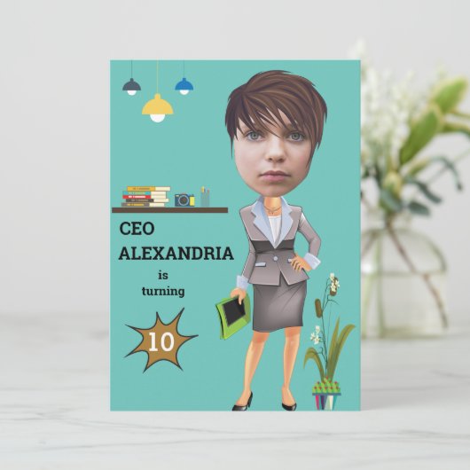 CEO BusinessWOMAN Foto Sensational FUN Birthday Kaart (Staand voorkant)