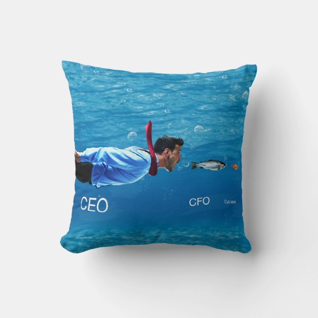 CEO, CFO, C-ya Latere Business Humor Pillow Kussen (Voorkant)