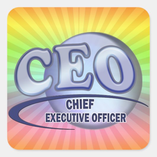 CEO LOGO BLUE CHIEF EXECUTIVE OFFICIER VIERKANTE STICKER (Voorkant)