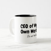 CEO Mok, introverte gevoelens. Tweekleurige Koffiemok (Voorkant links)