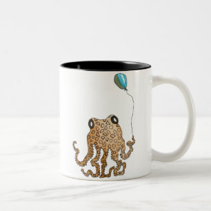 Cephalopod met ballon tweekleurige koffiemok