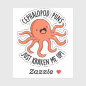 Cephalopod puns maakt me gek op grappige dierenwoo sticker (Vel)