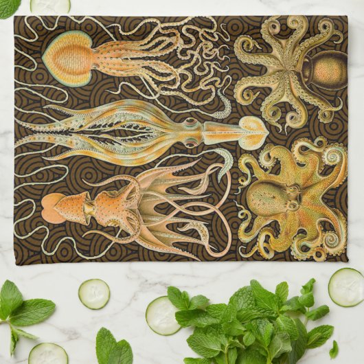 Cephalopoda octopus inktvis mariene Natuur Theedoek (Gevouwen)