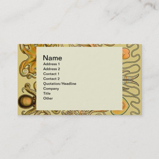 Cephalopoda octopus inktvis mariene Natuur Visitekaartje (Voorkant)