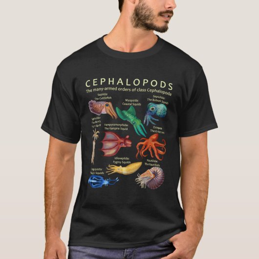 Cephalopoda octopus Squid Cuttlefish and Nautil T-shirt (Voorkant)