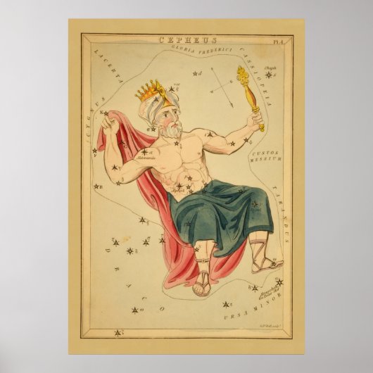 Cepheus the King -  Astronomische Star Chart Poster (Voorkant)