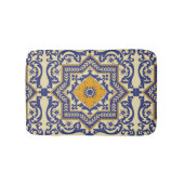 Ceramic Azulejo Style Blue Oranje Bath Mat. Badmat (Voorkant)
