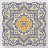 Ceramic Azulejo Style Blue Oranje Onderzetter (Voorkant)