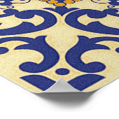 Ceramic Azulejo Style Blue Oranje Poster (Hoek)