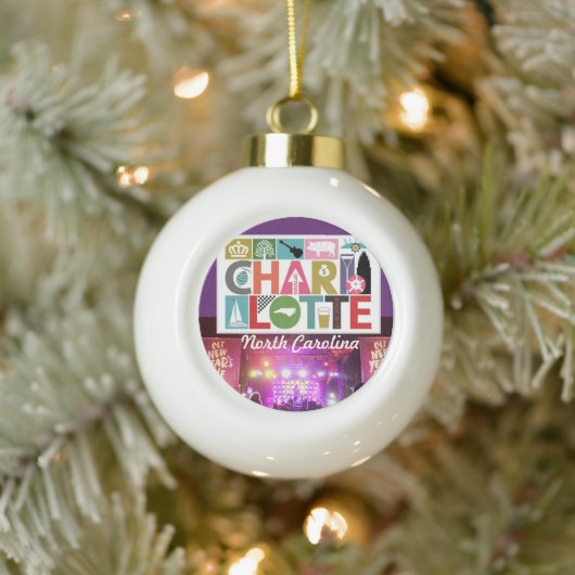 Ceramic Ball Ornament - Charlotte North Carolina (Boom)