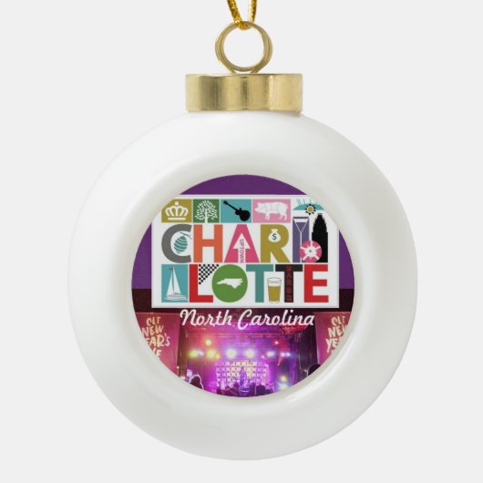 Ceramic Ball Ornament - Charlotte North Carolina (Voorkant)