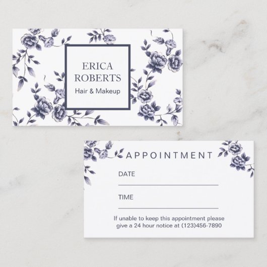 Ceramic Beauty Salon  Floral Appointment Afsprakenkaartje (Voorkant / Achterkant)