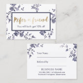 Ceramic Blue Floral Beauty Salon Referral (Voorkant / Achterkant)