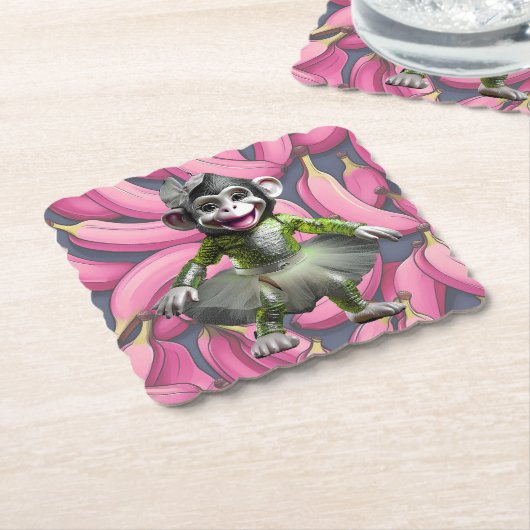 Ceramic Chimp Coaster Kartonnen Onderzetters (Gebogen)