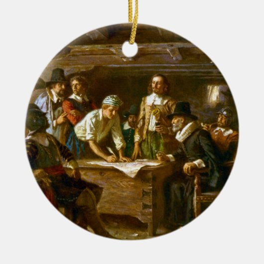 Ceramic Christmas Ornament The Mayflower Compact (Voorkant)