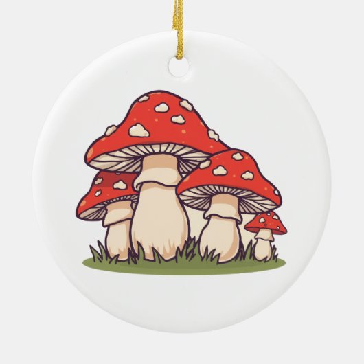 Ceramic Circle Ornament (Cute Mushrooms) (Achterkant)