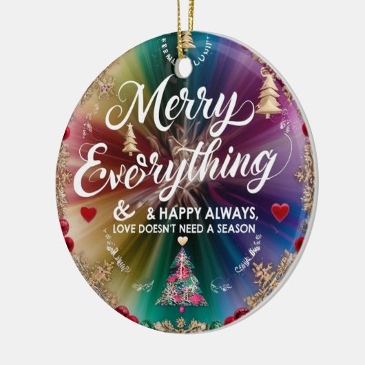 Ceramic Circle Ornament – Modern Rainbow Christmas (Links)